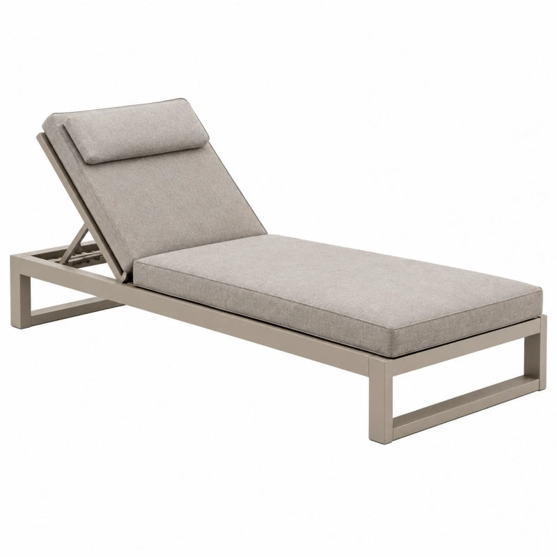 Lettino prendisole 200 x 70 cm in metallo e tessuto beige reclinabile per esterno