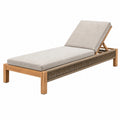 Lettino prendisole 200 x 75 cm in legno naturale e corda beige con schienale reclinabile