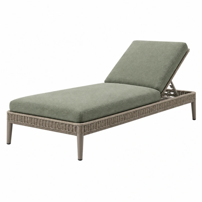 Lettino prendisole 200 x 70 cm verde con struttura intrecciata e schienale regolabile