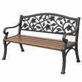 Panchina da giardino 122 x 62 x 86 cm in metallo e legno marrone nero stile floreale