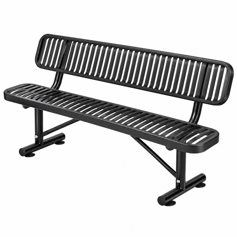 Panchina da giardino 122 x 54 x 81 cm in acciaio nero - design a listelli