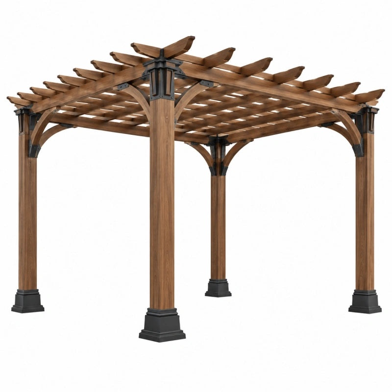 Pergola da giardino 360 x 360 x 250 cm in legno marrone con struttura aperta