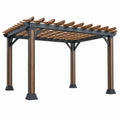 Pergola da giardino 300 x 300 x 240 cm in acciaio nero e marrone - struttura con travi decorative
