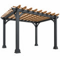 Pergola da giardino 300 x 300 x 230 cm in metallo e legno nero/marrone - struttura ombreggiante moderna