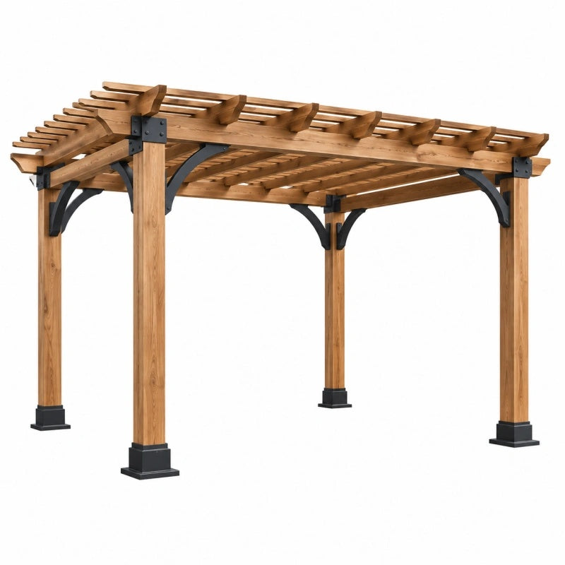 Pergola da giardino 300 x 300 cm in legno marrone con struttura a listelli