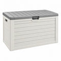 Cassapanca da esterno 120 x 56 x 63 cm in resina beige/grigio con coperchio