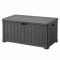 Cassapanca da esterno 120 x 56 x 63 cm in polipropilene grigio antracite effetto legno con coperchio