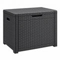 Baule contenitore da esterno 120 x 56 x 63 cm in plastica antracite effetto rattan con coperchio