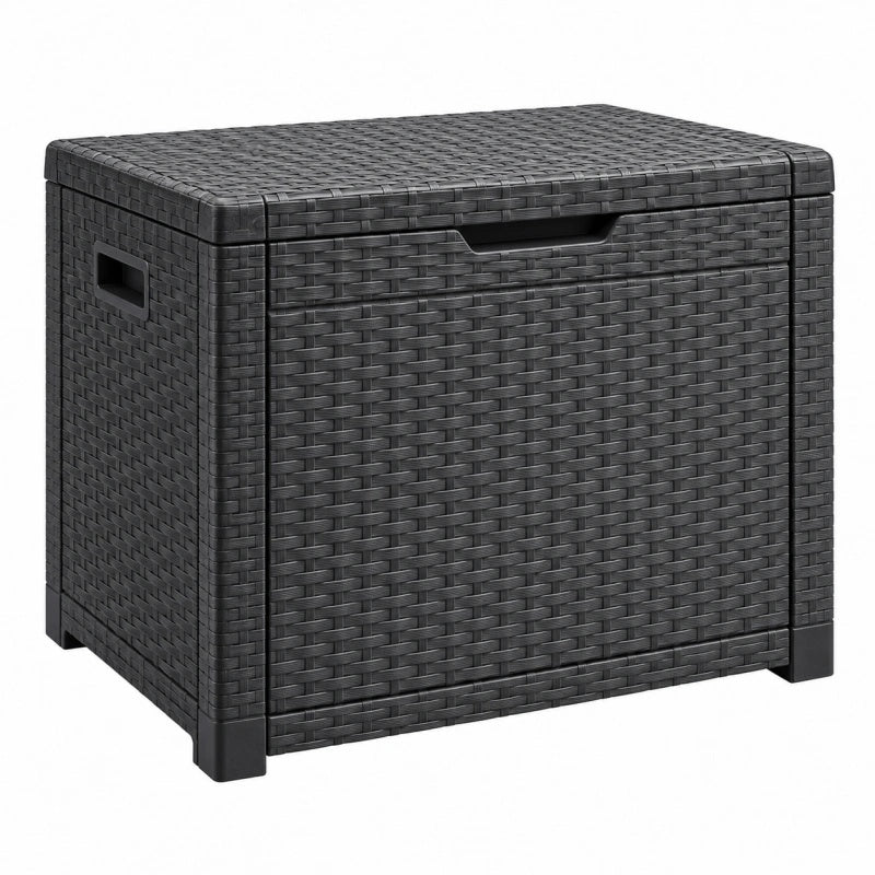 Baule contenitore da esterno 120 x 56 x 63 cm in plastica antracite effetto rattan con coperchio